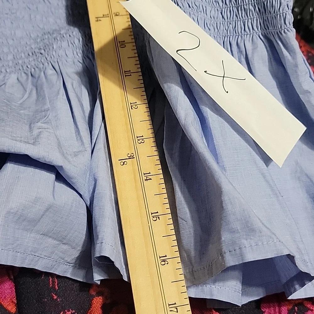 Nwt J. Crew Smocked Tie-Shoulder Tank Top Light Blue Cotton Poplin Plus Size - Picture 6 of 10